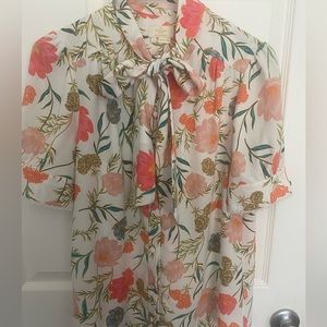 Kate Spade Blossom Tie Neck Top